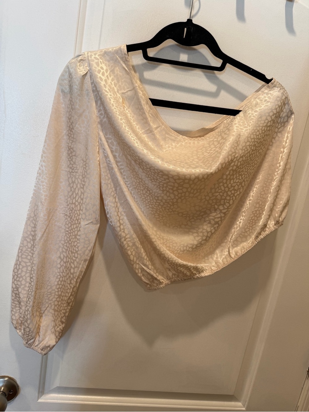SHEIN Cream Satin Cowl Neck Blouse